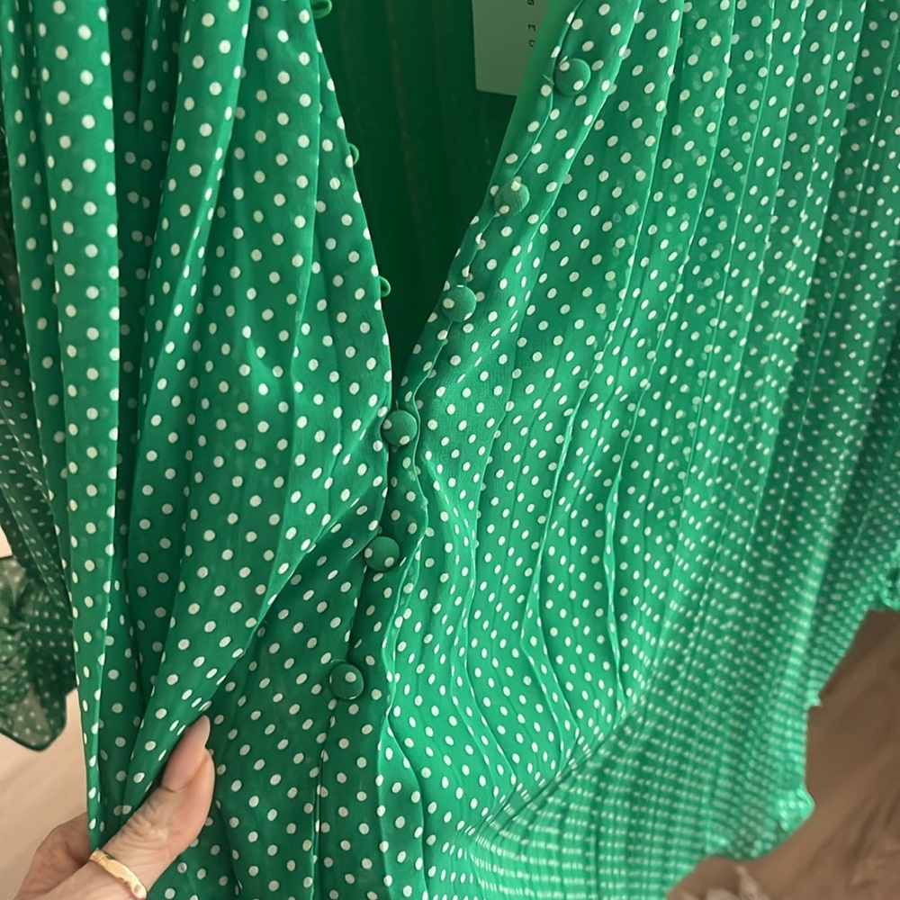 Endless Rose Romper Playsuit Polka Dot Lettuce Hem Ruffles Balloon Sleeves S NWT - Picture 5 of 8